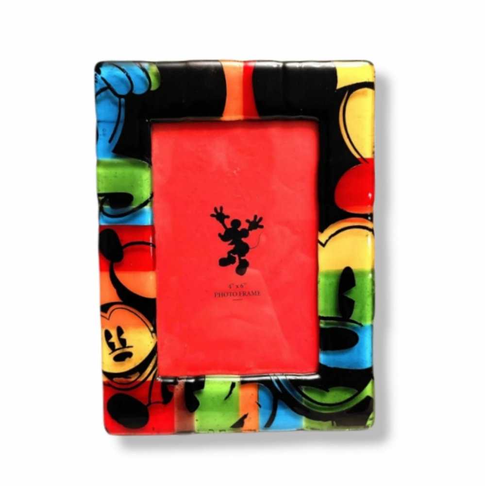Disney Vintage Oh Mickey Multicolored Glass Frame 4x6